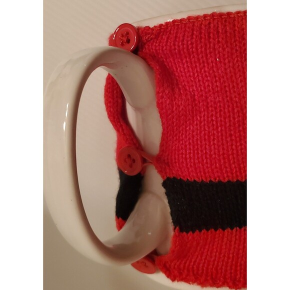 Pier 1 Imports SANTA Coffee Mug Tea Cup Christmas Button On Sweater Removable 4" - Picture 12 of 12